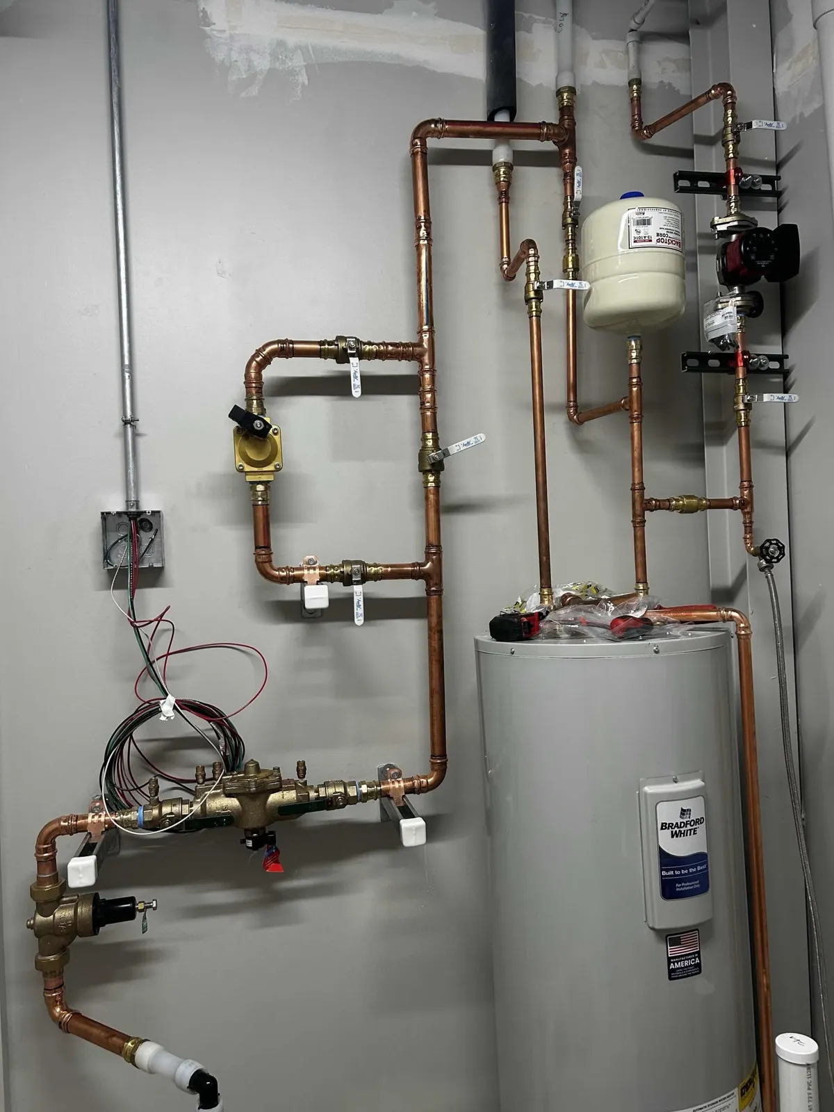 Water heater with new copper piping and gas connection
